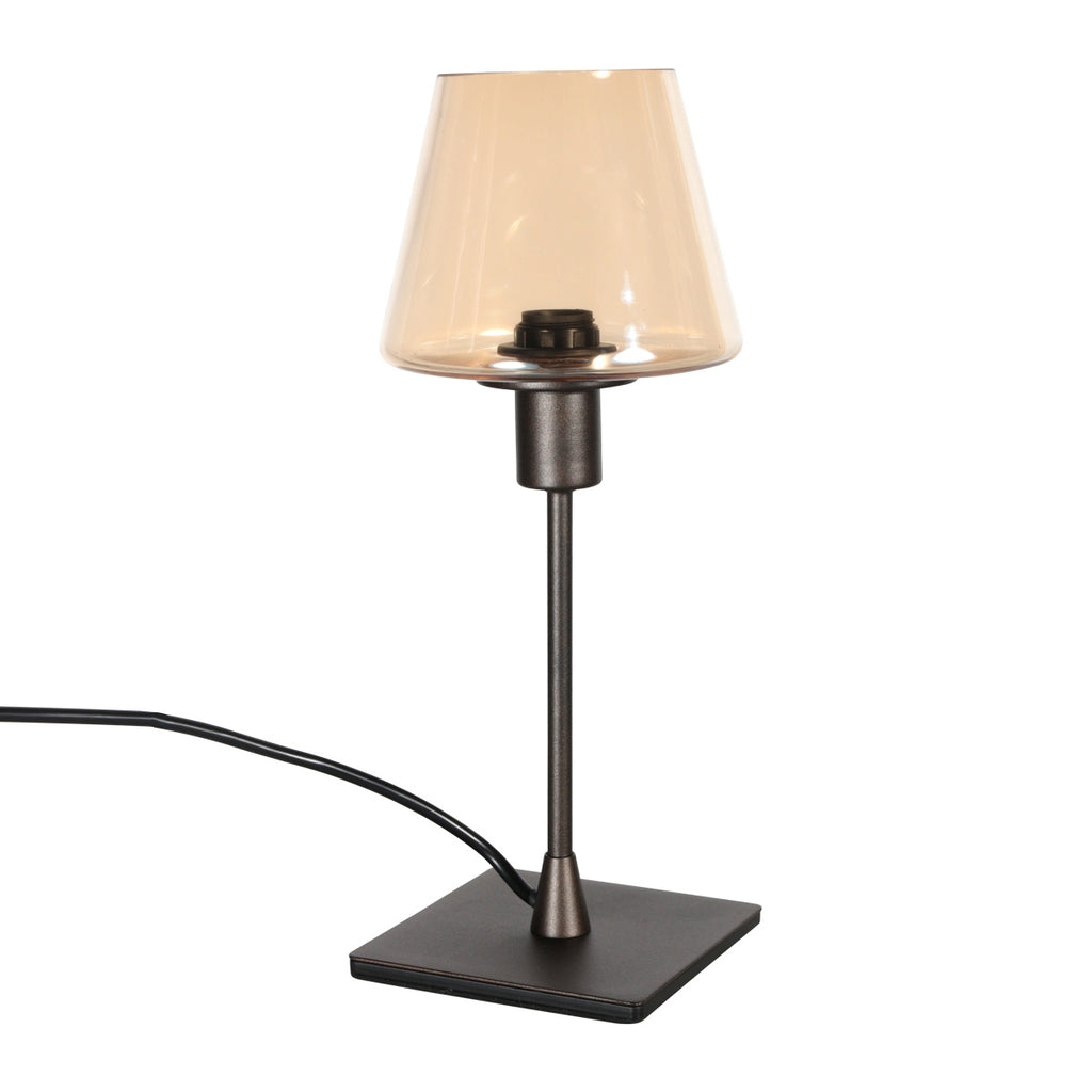Tafellamp Ancilla 3102CA cacao touch on/off met amber glas