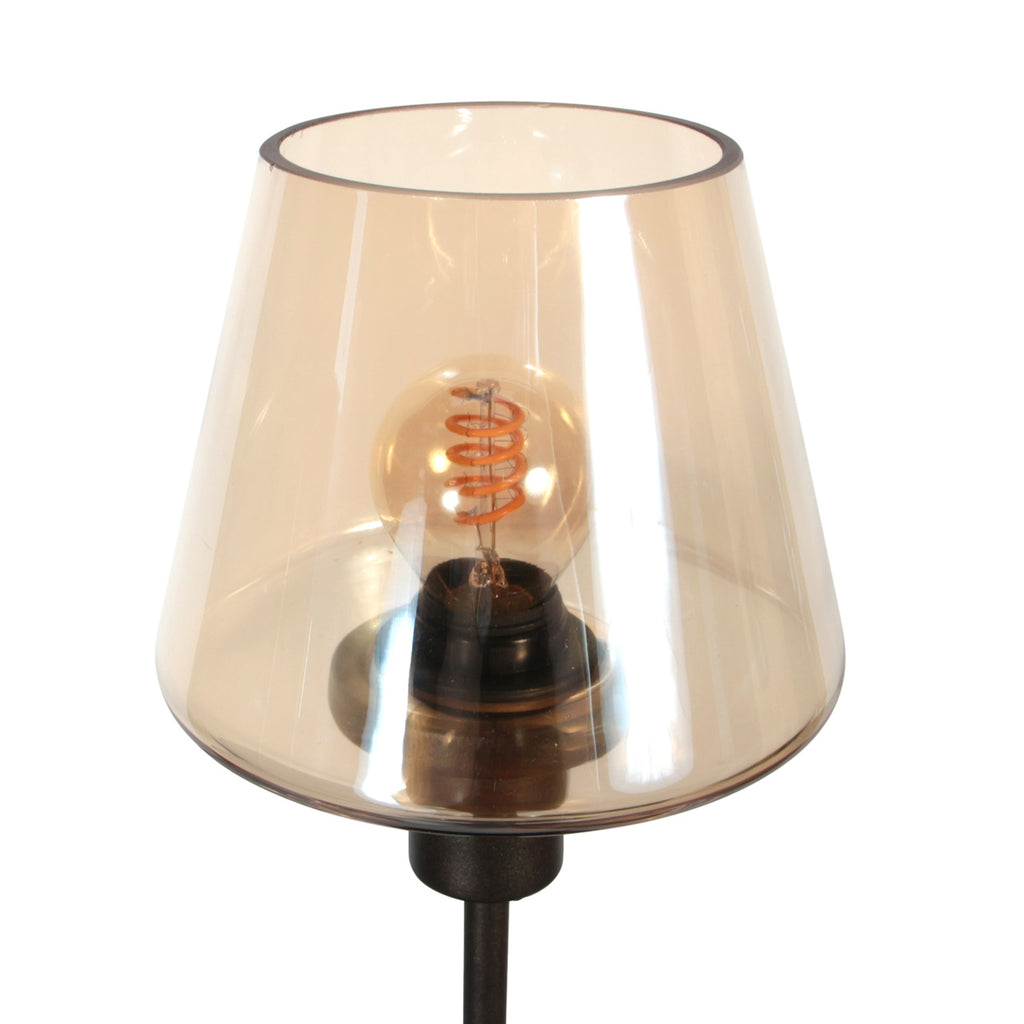 Tafellamp Ancilla 3102CA cacao touch on/off met amber glas