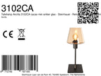 Tafellamp Ancilla 3102CA cacao touch on/off met amber glas