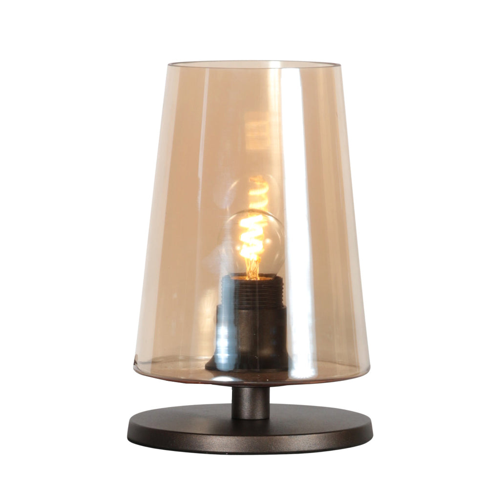 Tafellamp Ancilla 3103CA cacao touch on/off met amber glas