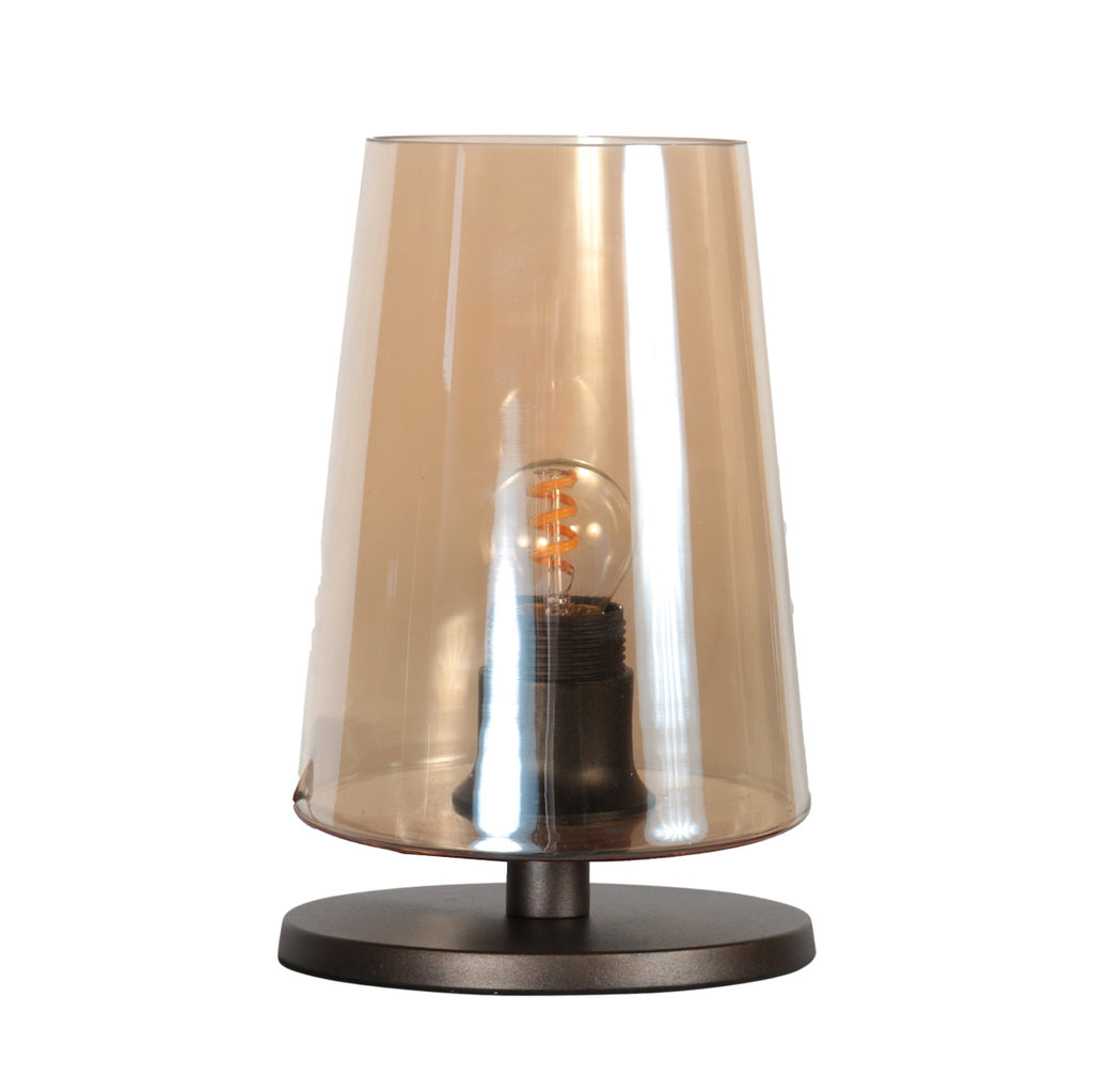 Tafellamp Ancilla 3103CA cacao touch on/off met amber glas
