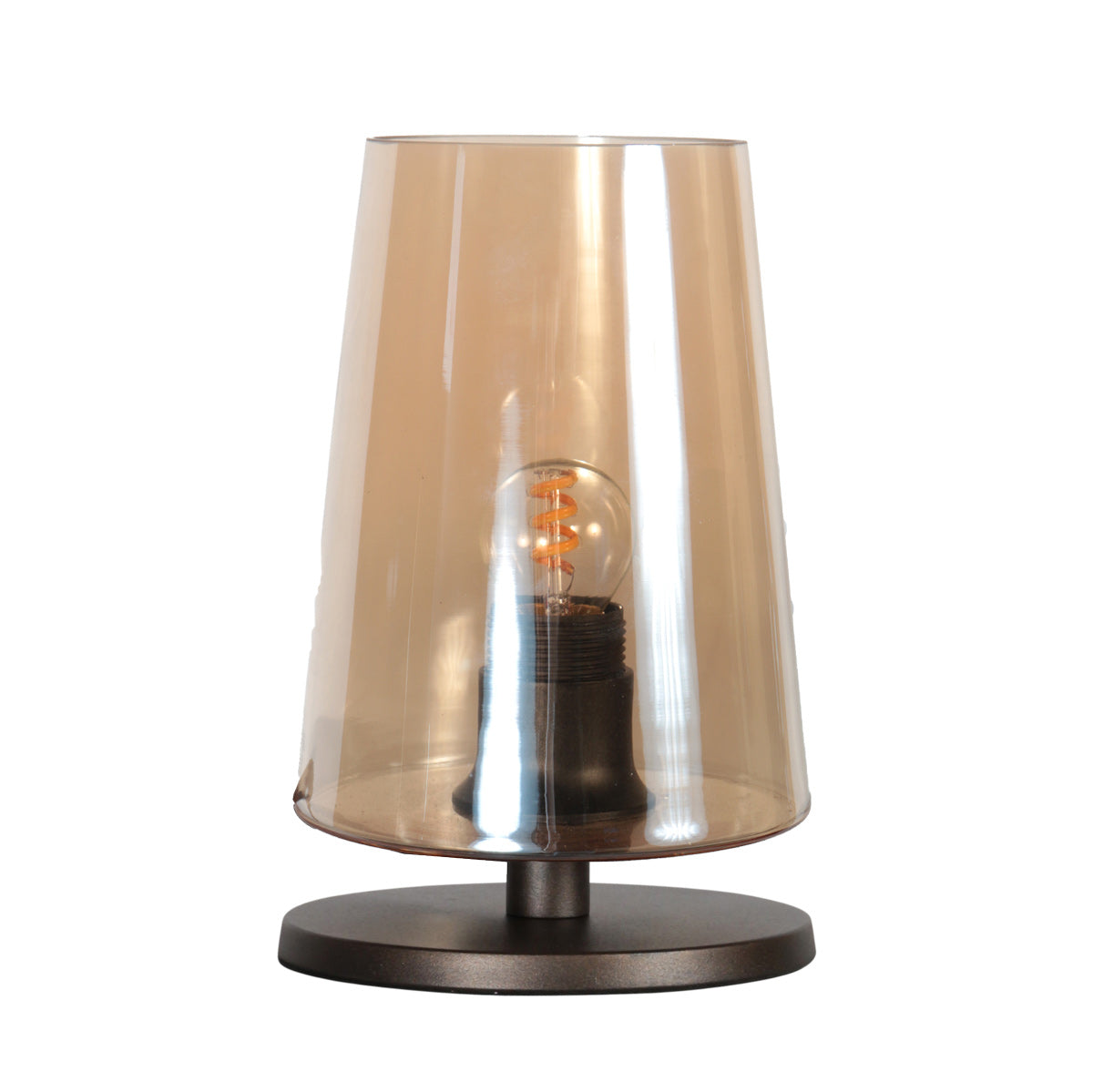 Tafellamp Ancilla 3103CA cacao touch on/off met amber glas