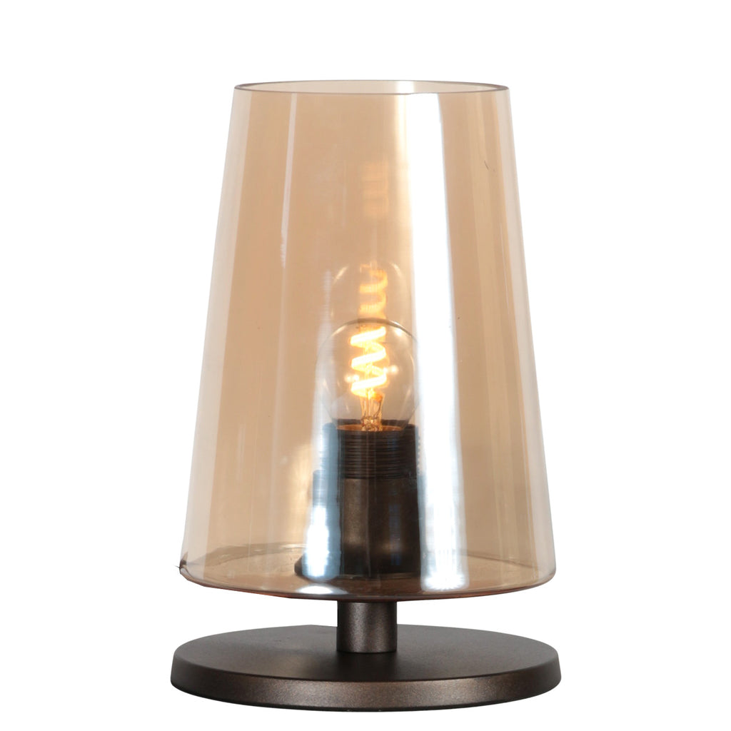 Tafellamp Ancilla 3103CA cacao touch on/off met amber glas