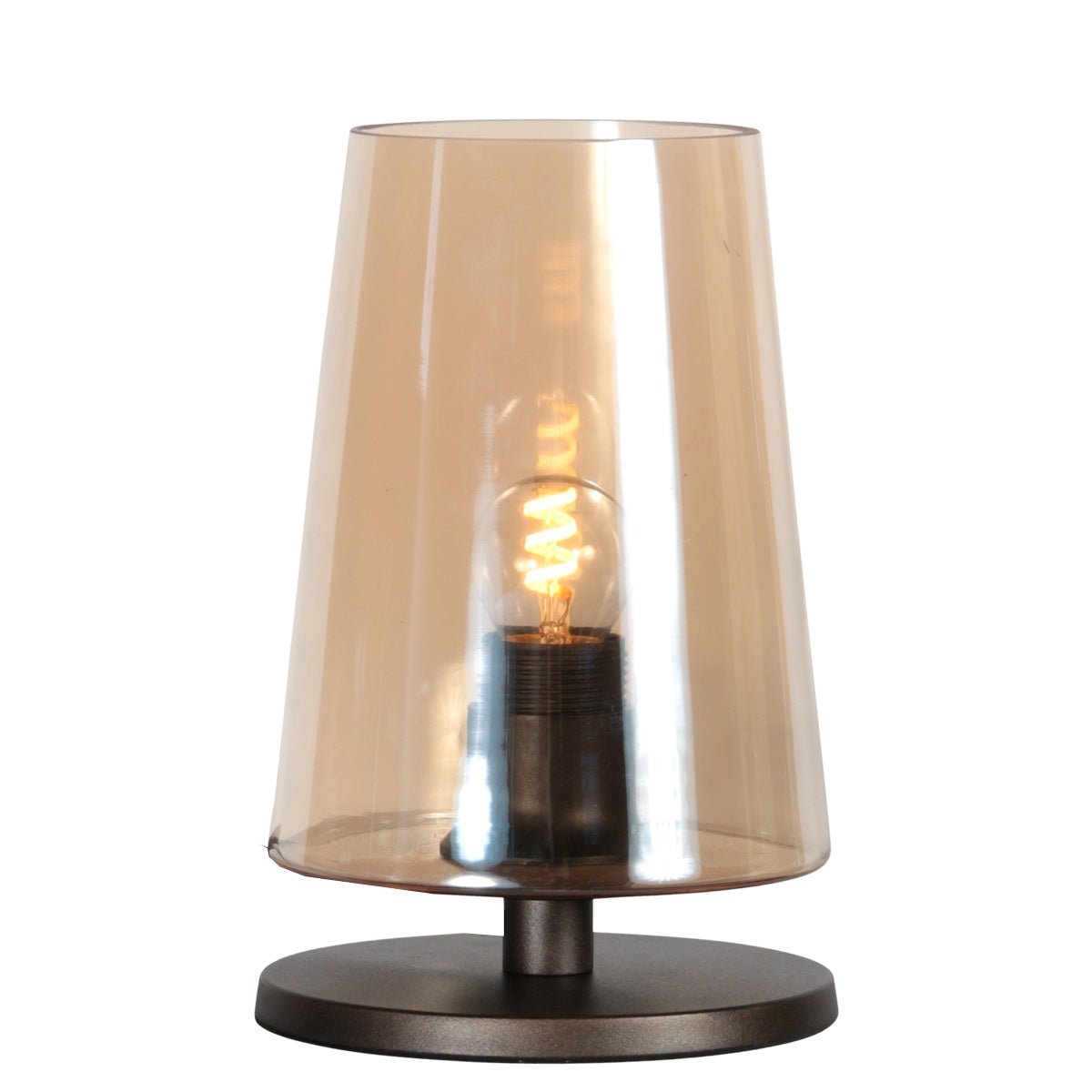 Tafellamp Ancilla 3103CA cacao touch on/off met amber glas