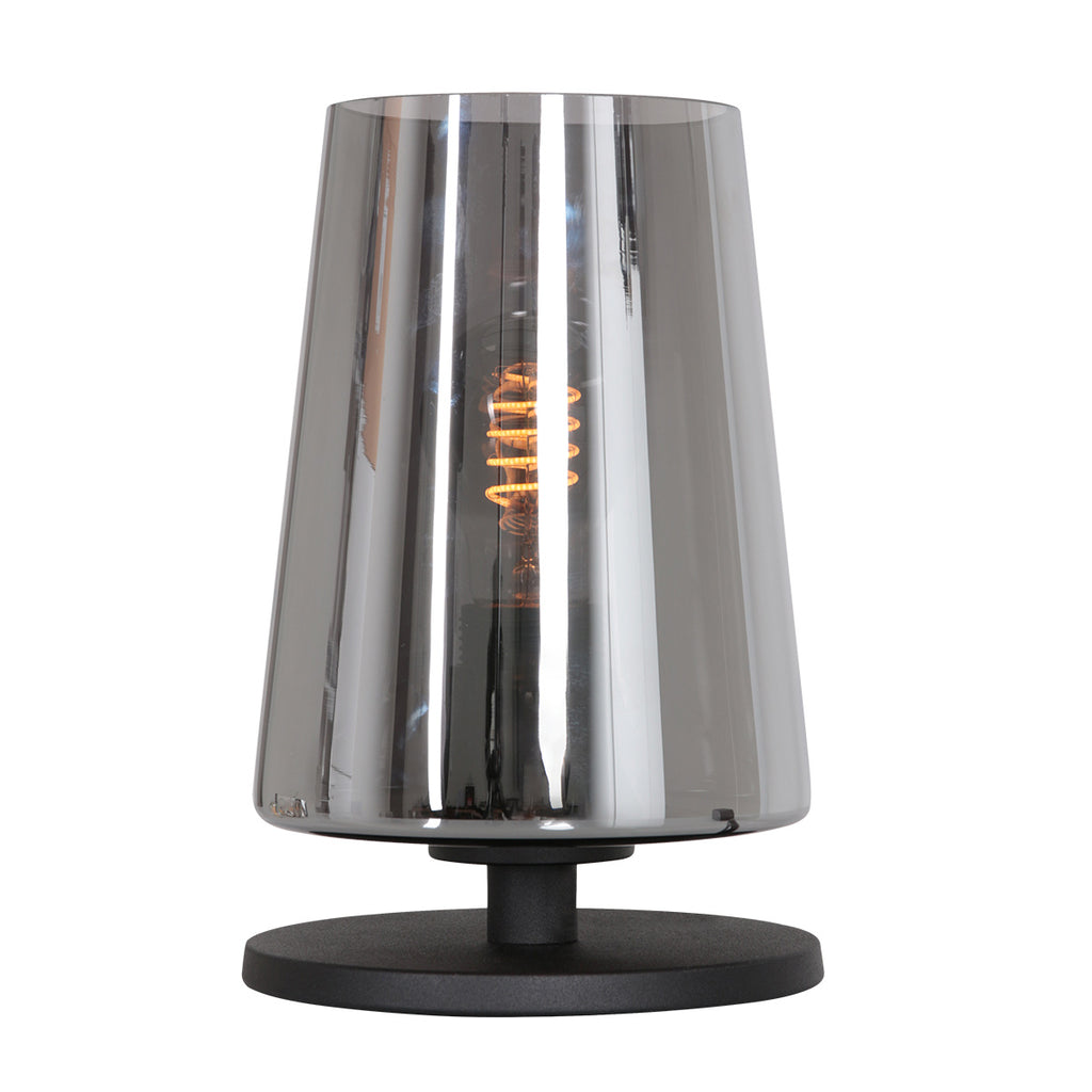 Tafellamp Ancilla 3103ZW zwart touch on/off met smoke glas