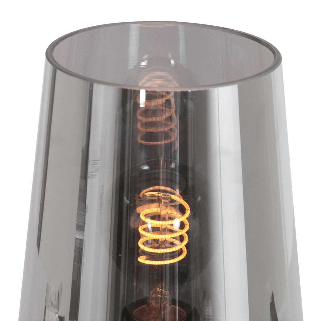 Tafellamp Ancilla 3103ZW zwart touch on/off met smoke glas