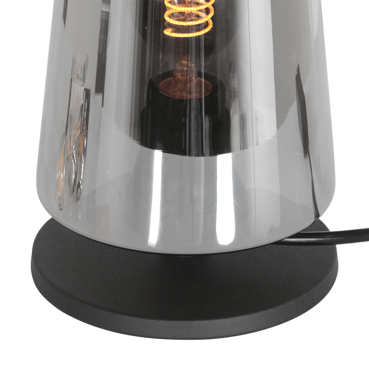 Tafellamp Ancilla 3103ZW zwart touch on/off met smoke glas