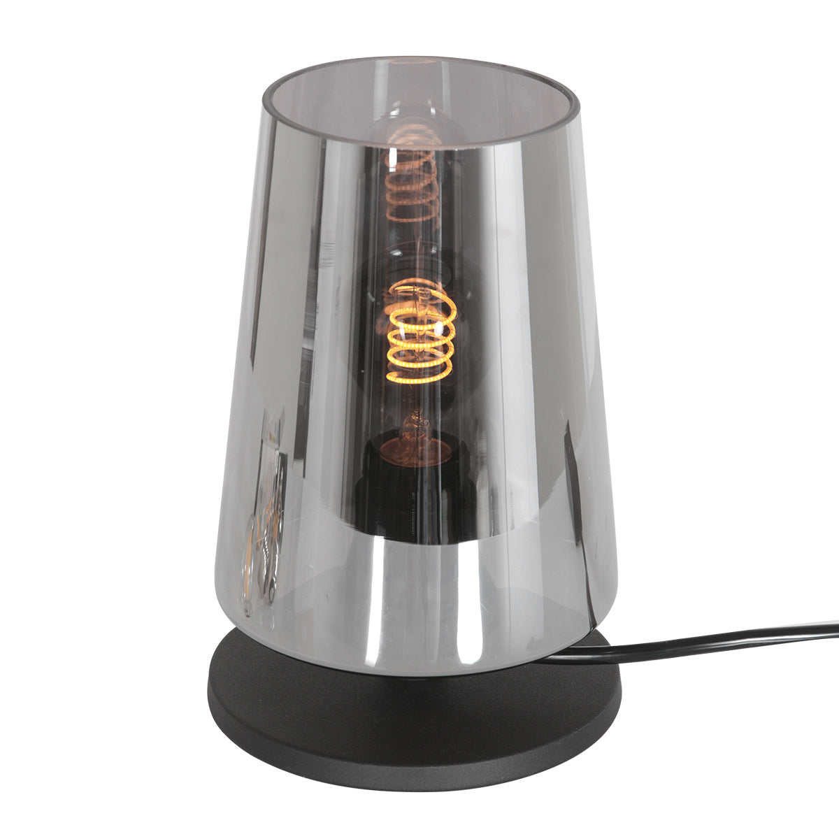 Tafellamp Ancilla 3103ZW zwart touch on/off met smoke glas