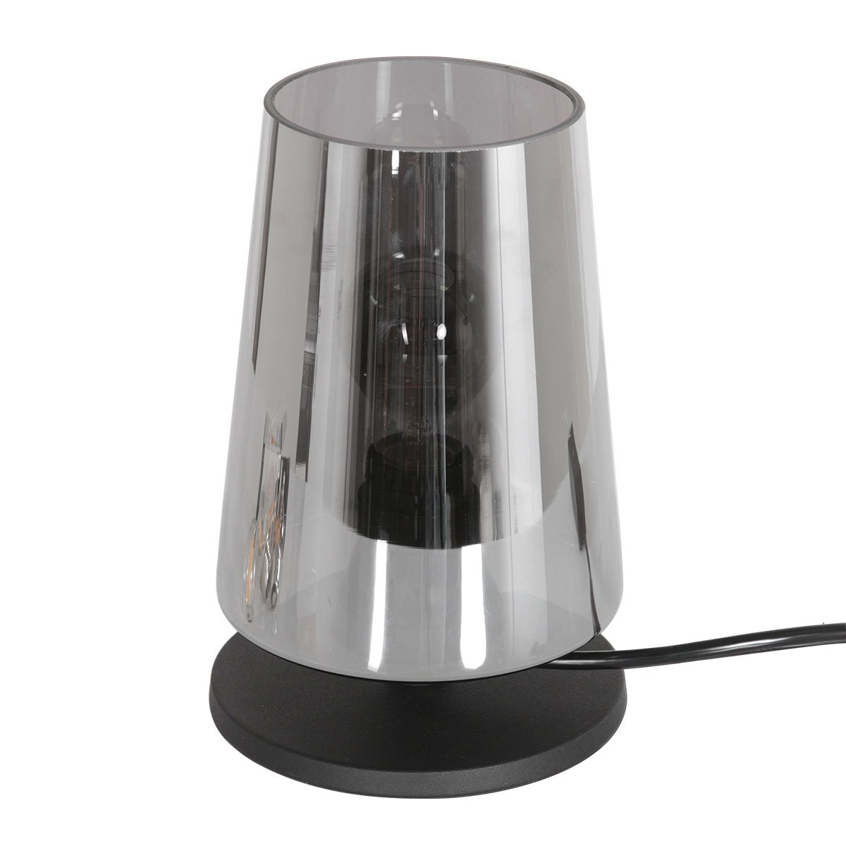 Tafellamp Ancilla 3103ZW zwart touch on/off met smoke glas
