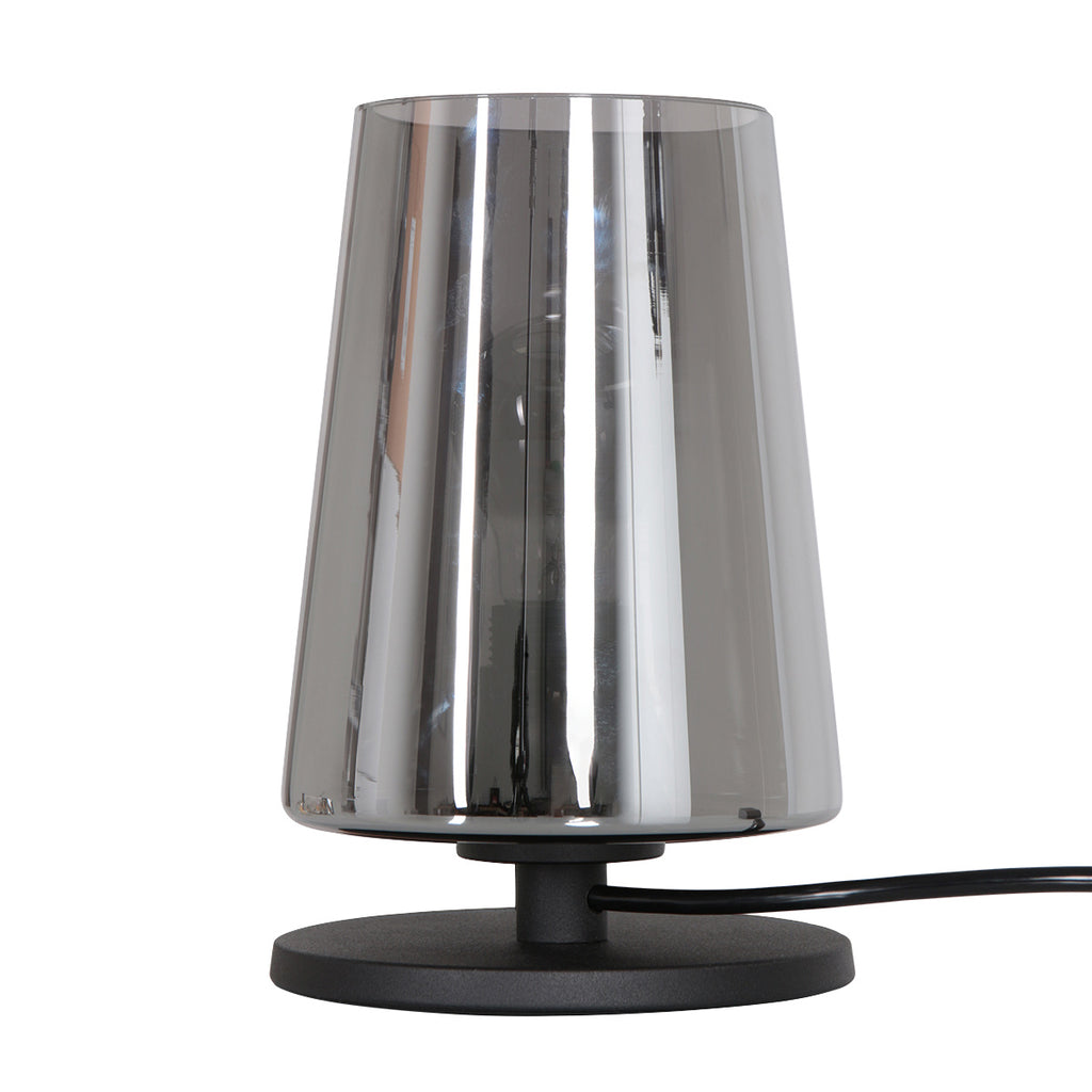Tafellamp Ancilla 3103ZW zwart touch on/off met smoke glas