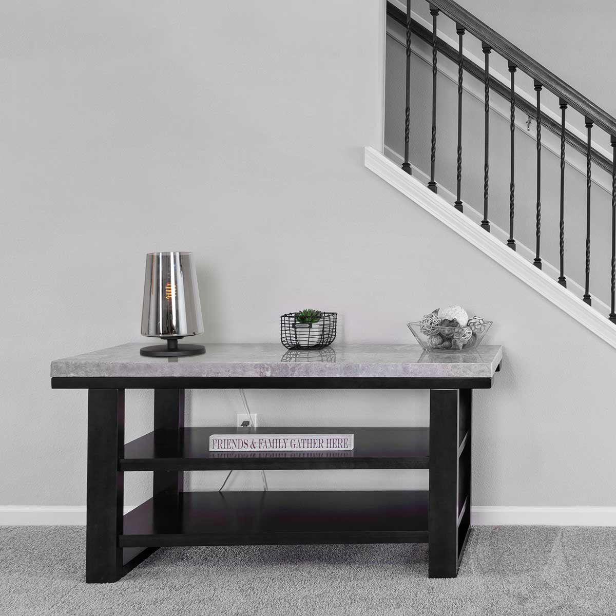 Tafellamp Ancilla 3103ZW zwart touch on/off met smoke glas