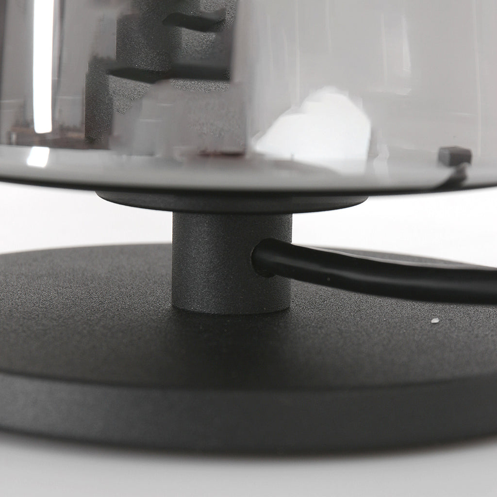 Tafellamp Ancilla 3103ZW zwart touch on/off met smoke glas