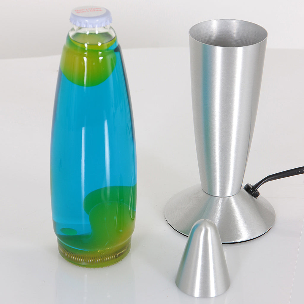 Lavalamp Volcan 3116ST staal met groen blauwe vloeistof