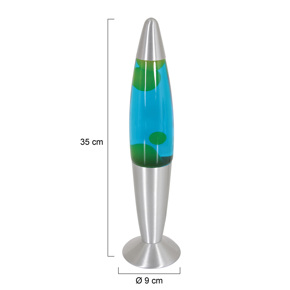 Lavalamp Volcan 3116ST staal met groen blauwe vloeistof
