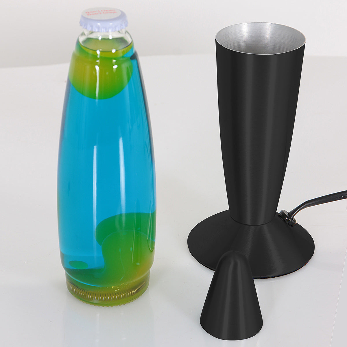 Lavalamp Volcan 3116ZW staal met groen blauwe vloeistof