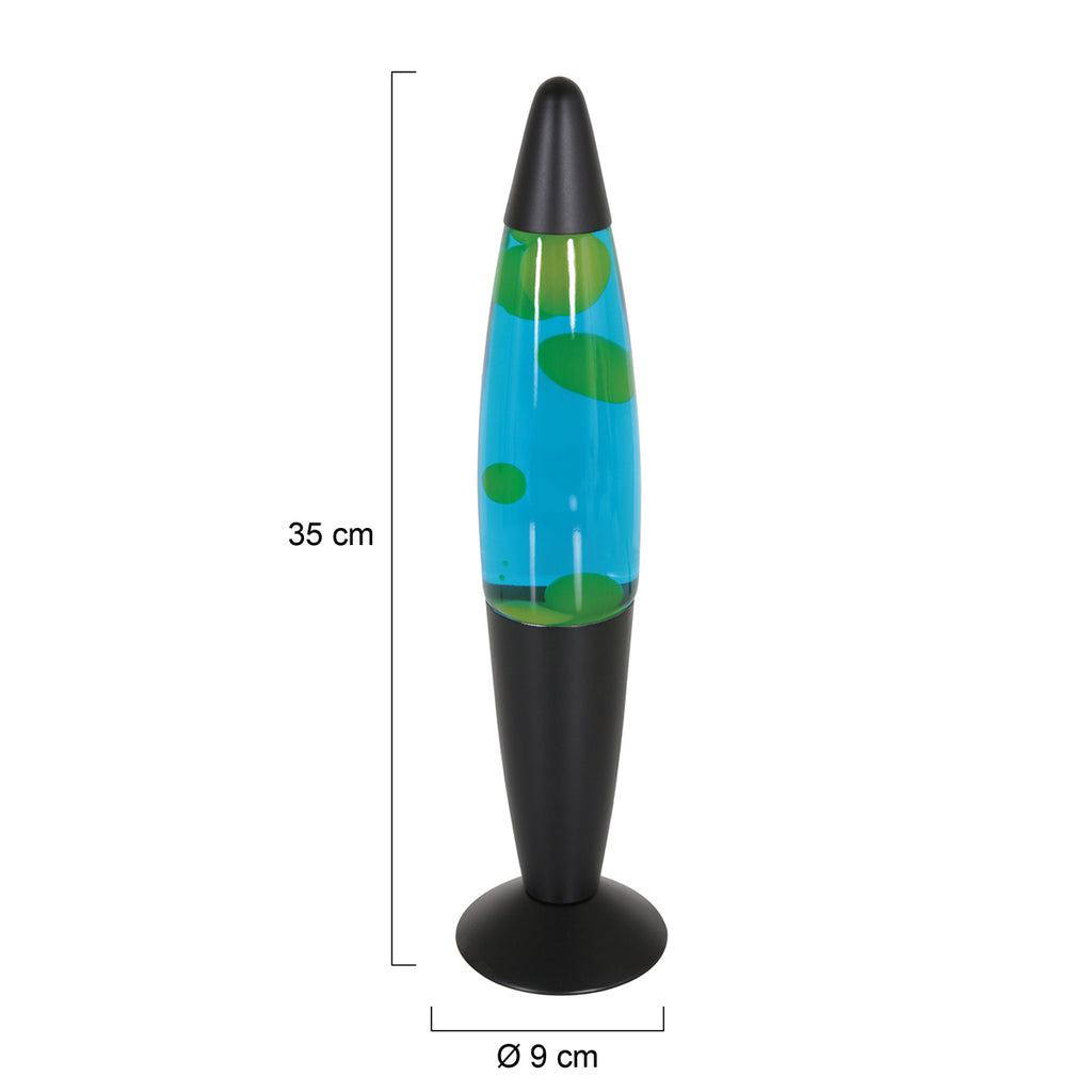 Lavalamp Volcan 3116ZW staal met groen blauwe vloeistof