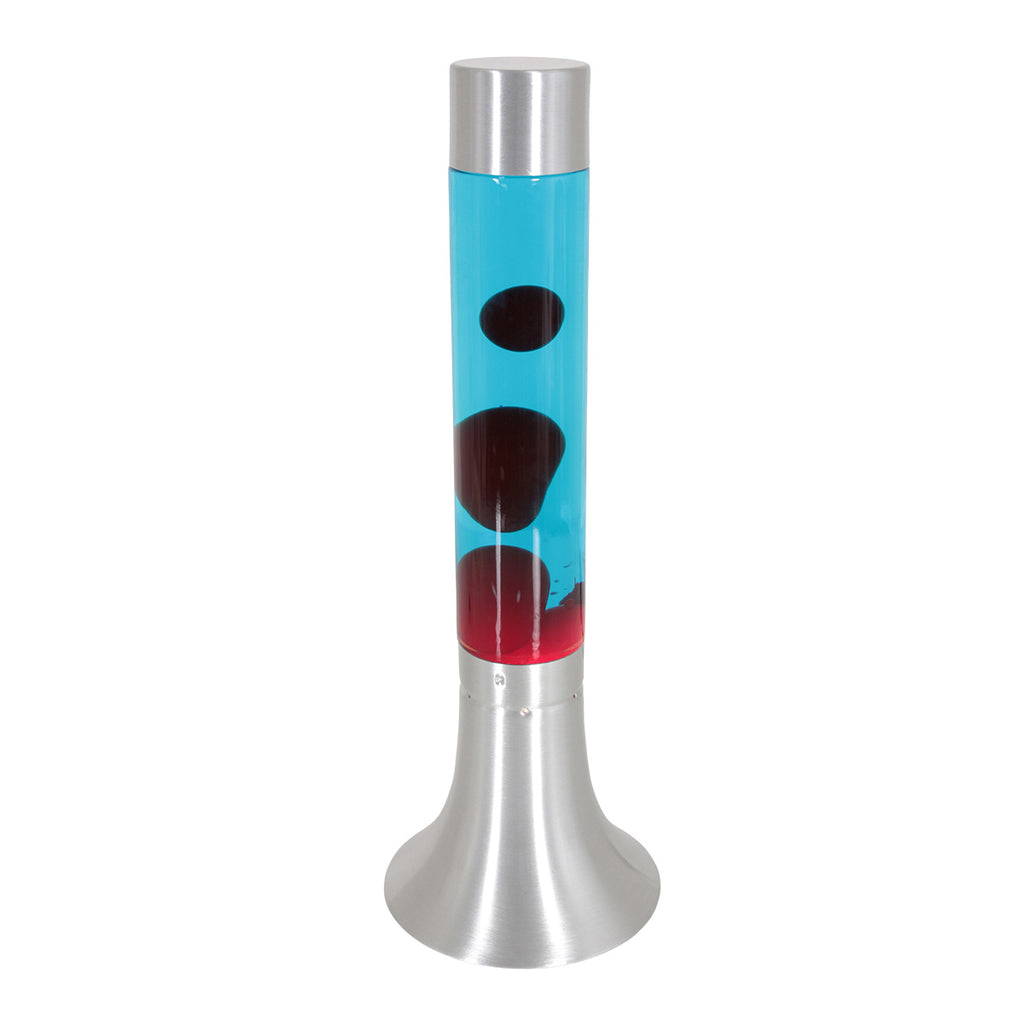 Staalkleurige lavalamp Volcan 3117ST met helder en rode vloeistof