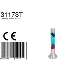 Staalkleurige lavalamp Volcan 3117ST met helder en rode vloeistof