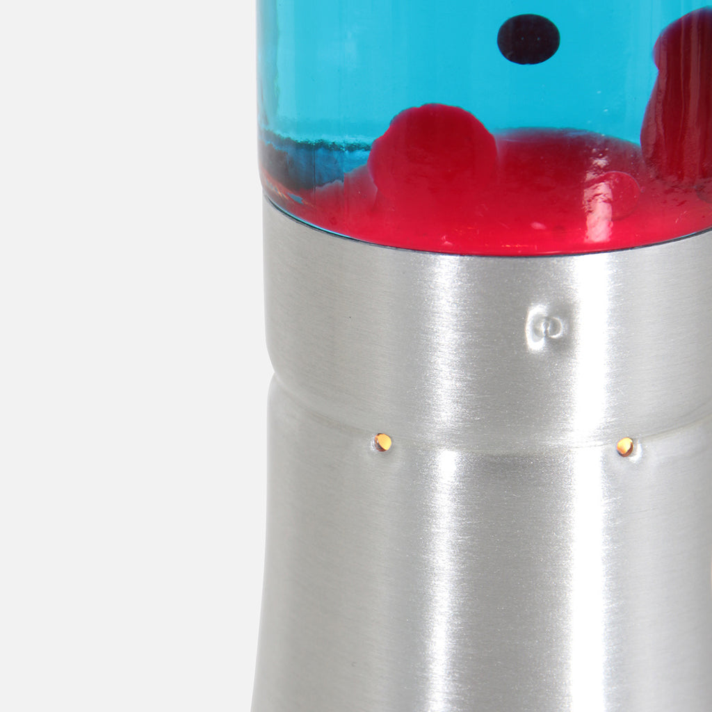 Staalkleurige lavalamp Volcan 3117ST met helder en rode vloeistof