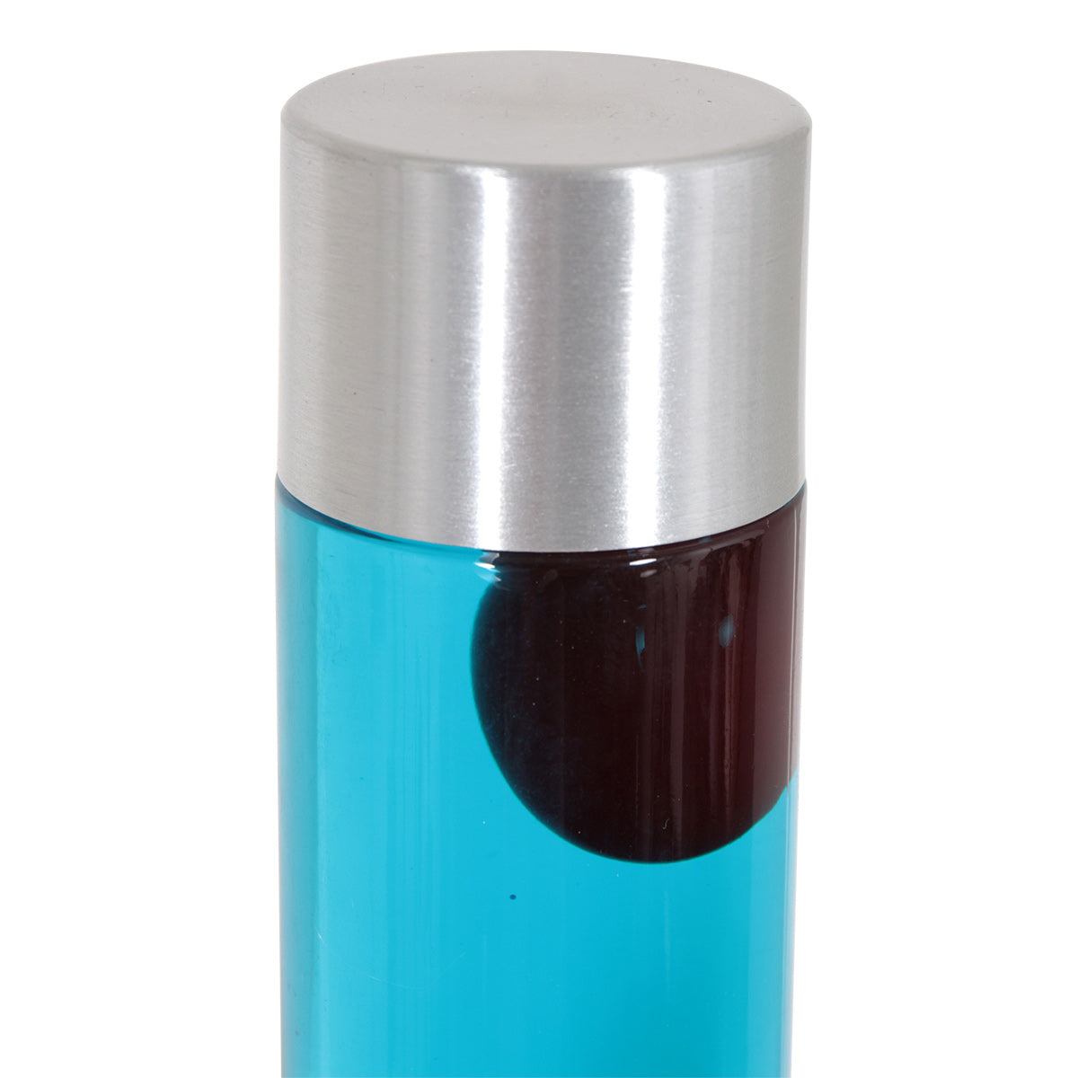 Staalkleurige lavalamp Volcan 3117ST met helder en rode vloeistof