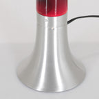 Staalkleurige lavalamp Volcan 3117ST met helder en rode vloeistof