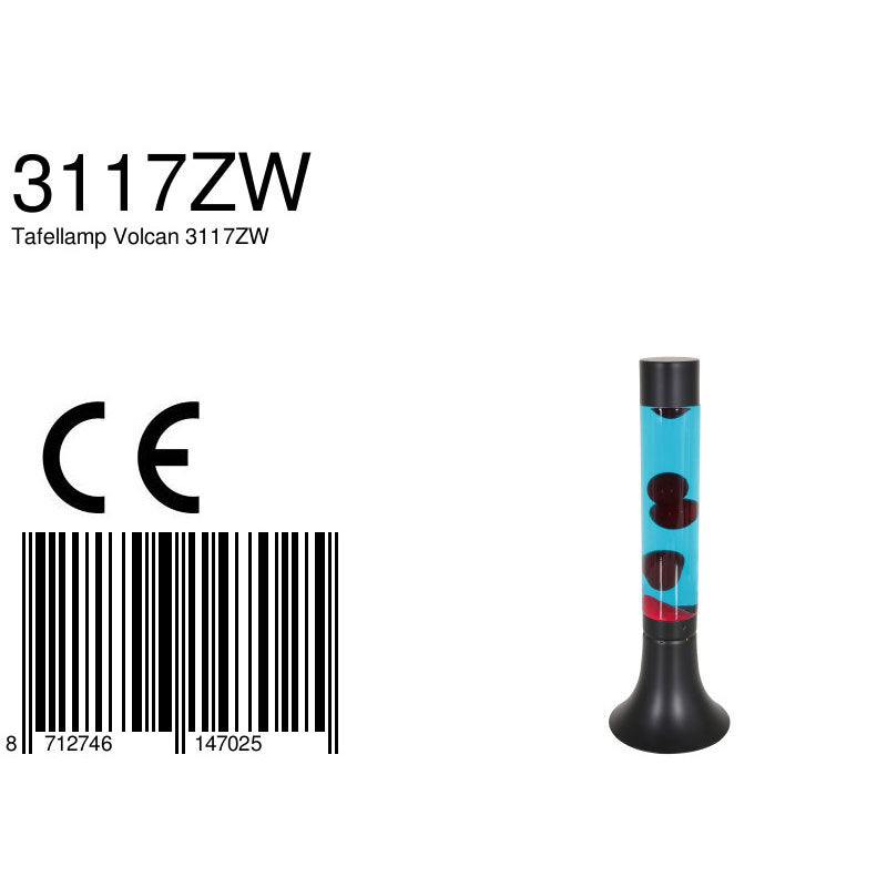 Zwarte lavalamp Volcan 3117ZW met helder en rode vloeistof