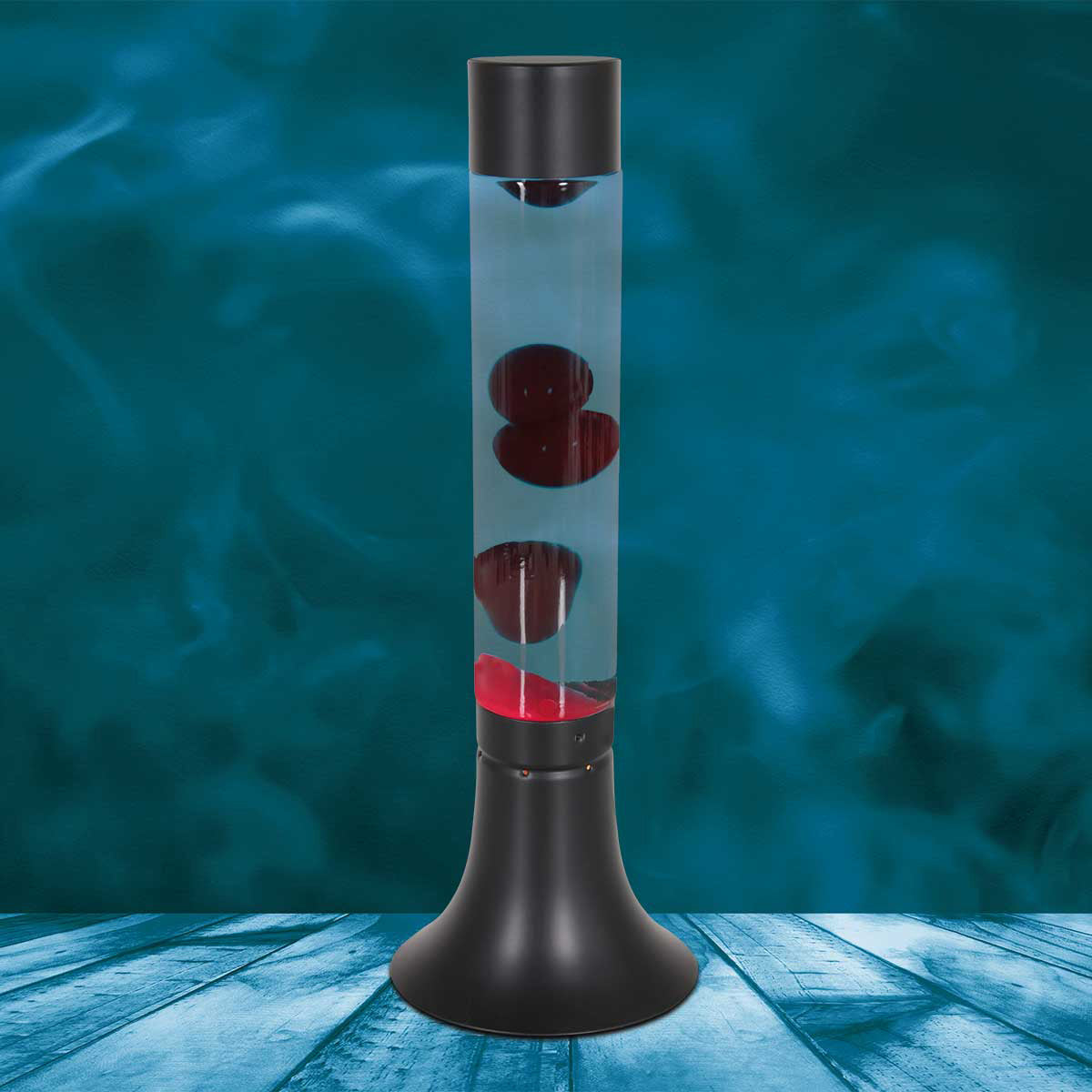 Zwarte lavalamp Volcan 3117ZW met helder en rode vloeistof