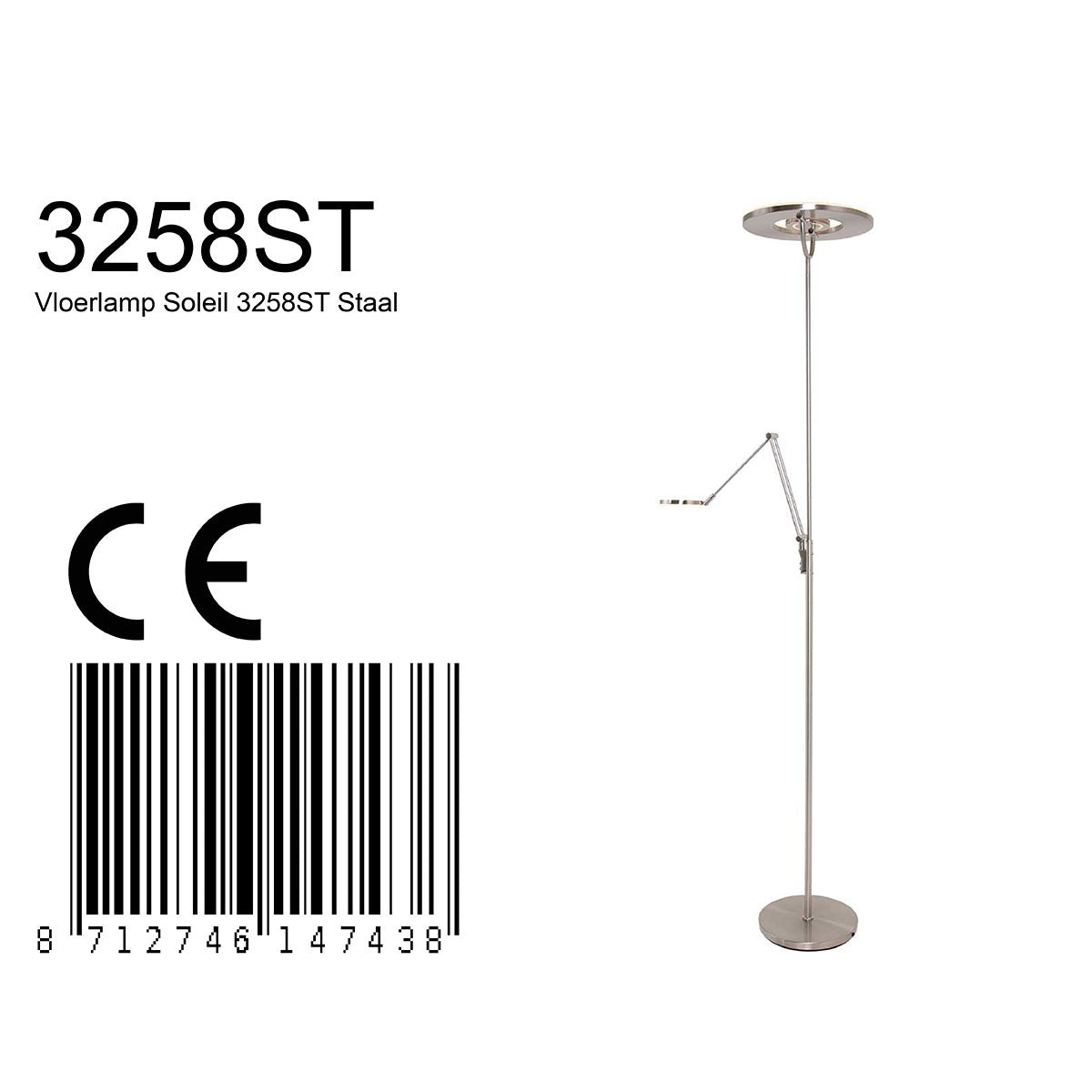 Vloerlamp Soleil 3258ST Staal