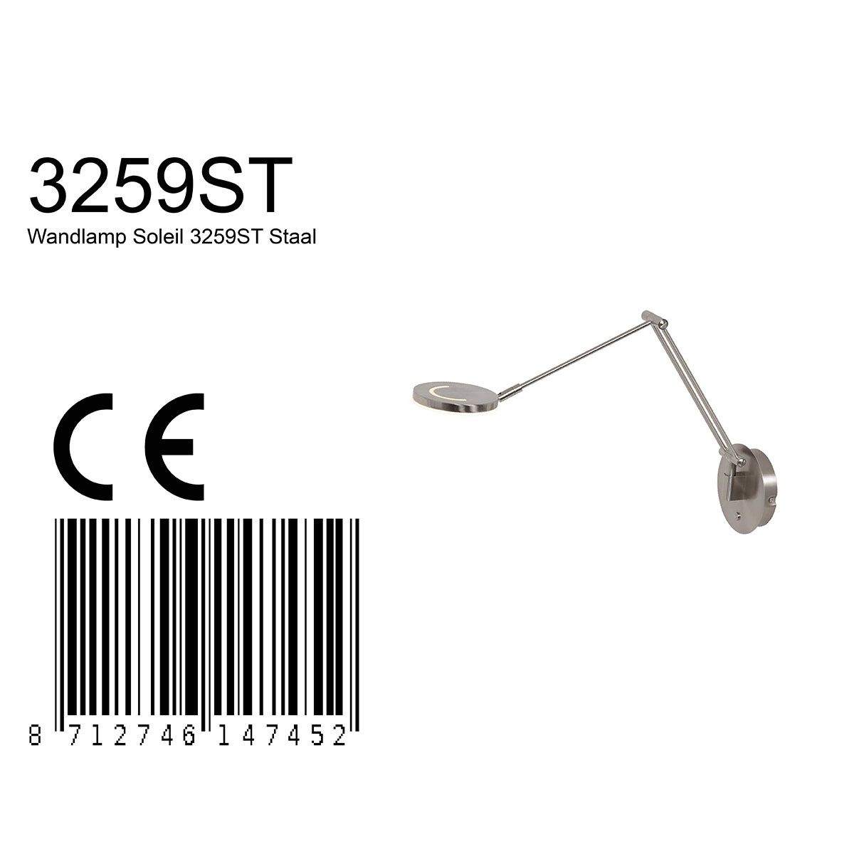 Wandlamp Soleil 3259ST Staal