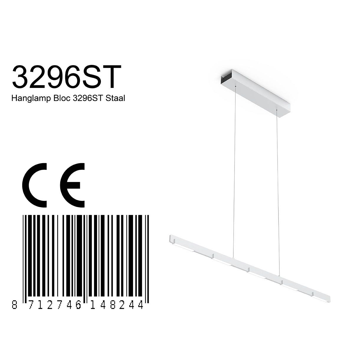 Hanglamp Bloc 3296ST Staal