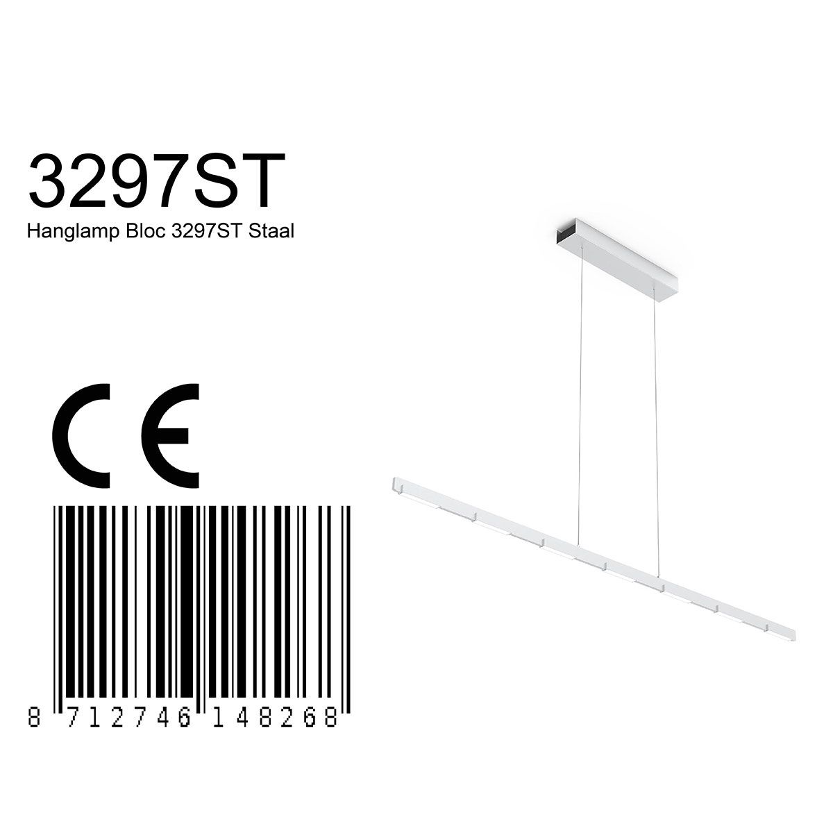 Hanglamp Bloc 3297ST Staal