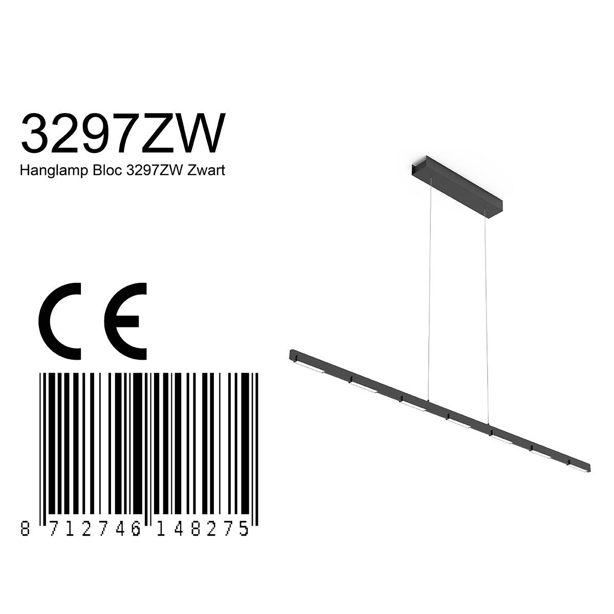 Hanglamp Bloc 3297ZW Zwart