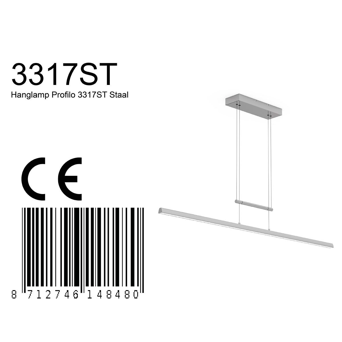 Hanglamp Profilo 3317ST Staal