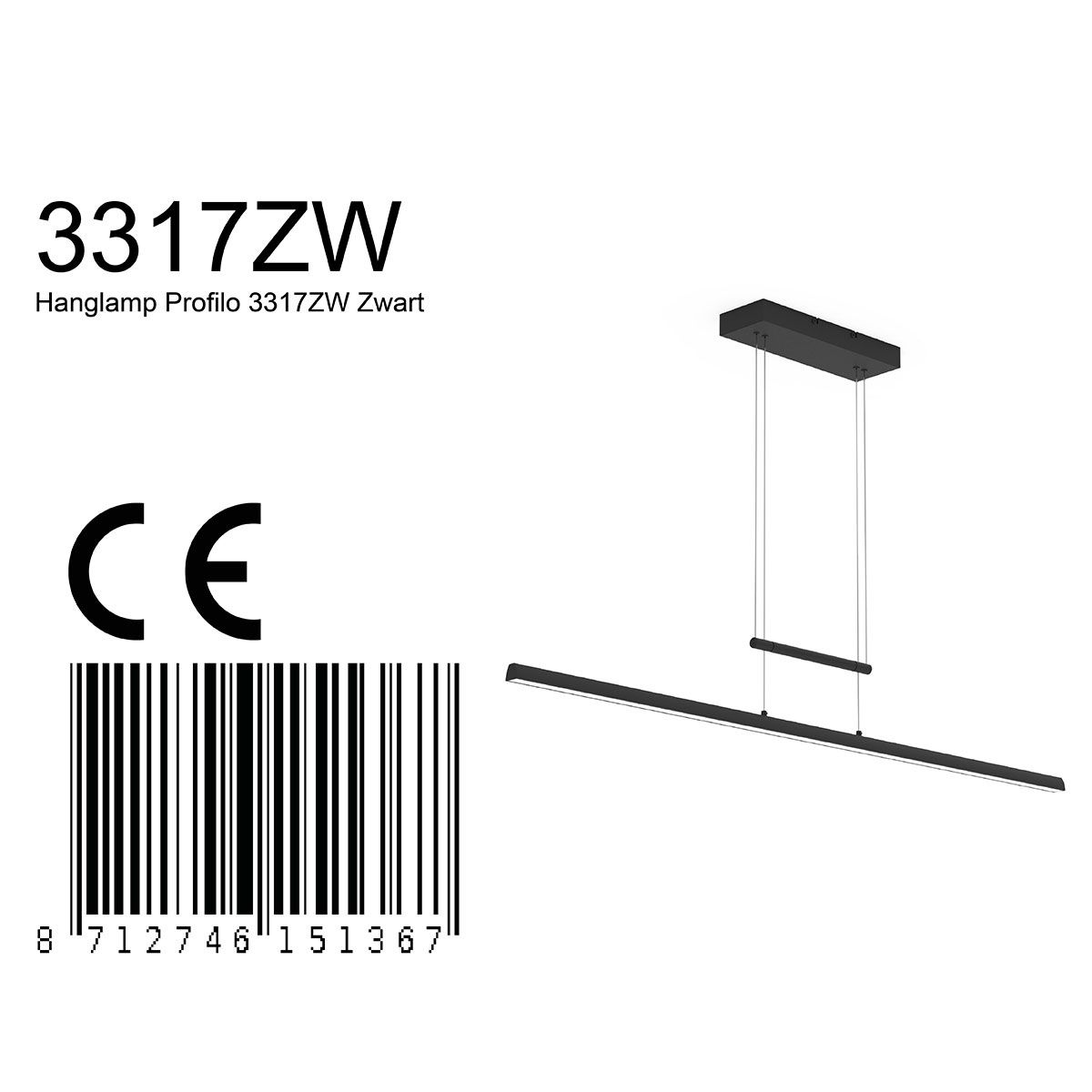 Hanglamp Profilo 3317ZW Zwart