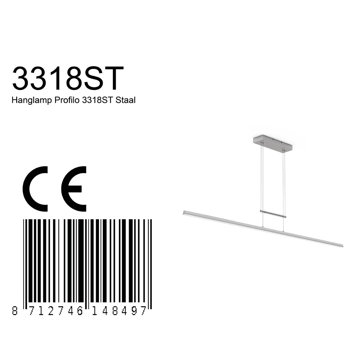 Hanglamp Profilo 3318ST Staal