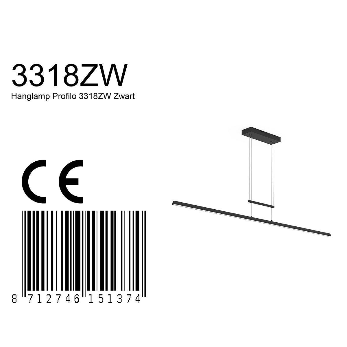 Hanglamp Profilo 3318ZW Zwart