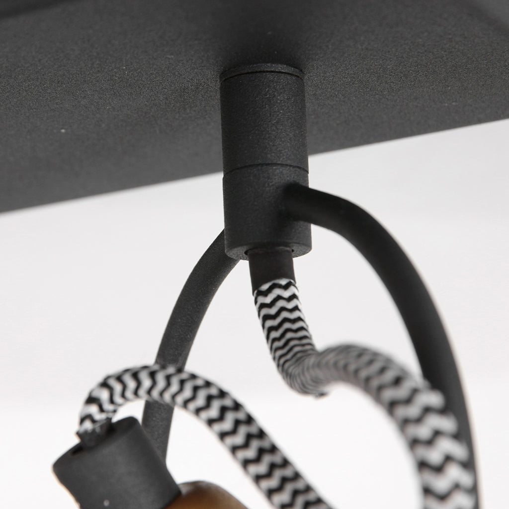 2 lichts zwart met gouden plafondspot Nove 3327ZW met E27 fitting