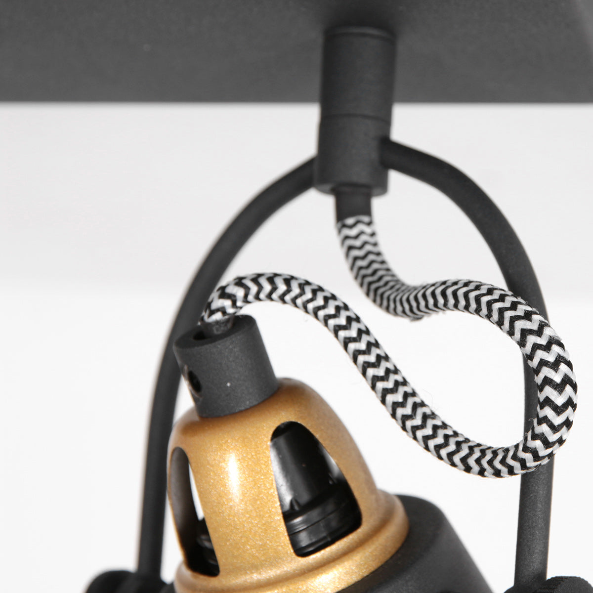 2 lichts zwart met gouden plafondspot Nove 3327ZW met E27 fitting