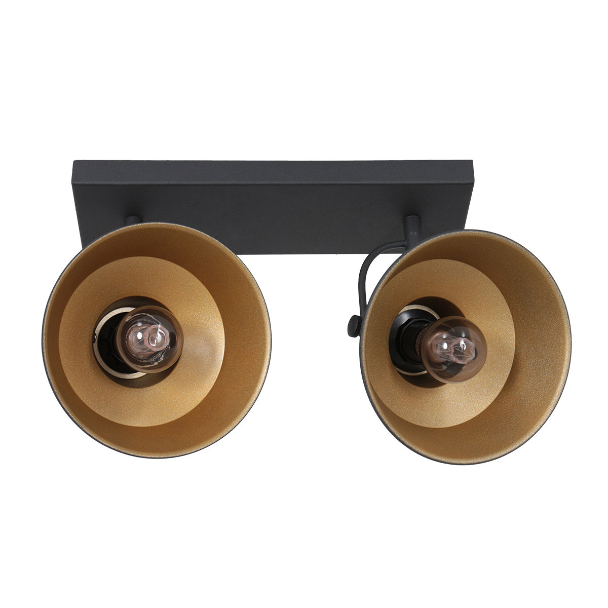 2 lichts zwart met gouden plafondspot Nove 3327ZW met E27 fitting