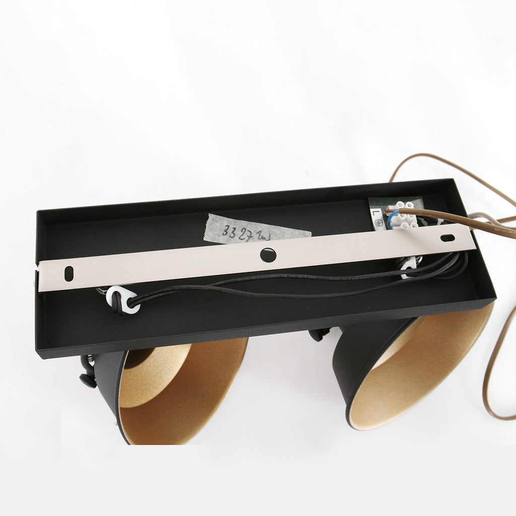 2 lichts zwart met gouden plafondspot Nove 3327ZW met E27 fitting