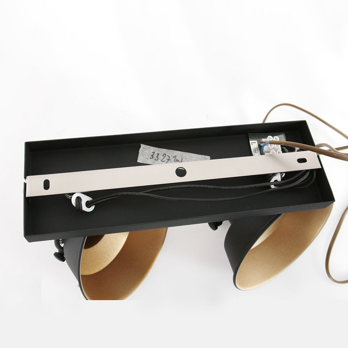 2 lichts zwart met gouden plafondspot Nove 3327ZW met E27 fitting