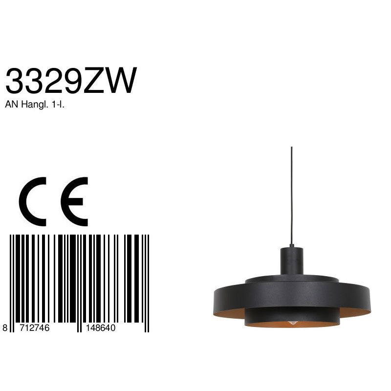 Hanglamp Flinter 3329ZW Zwart