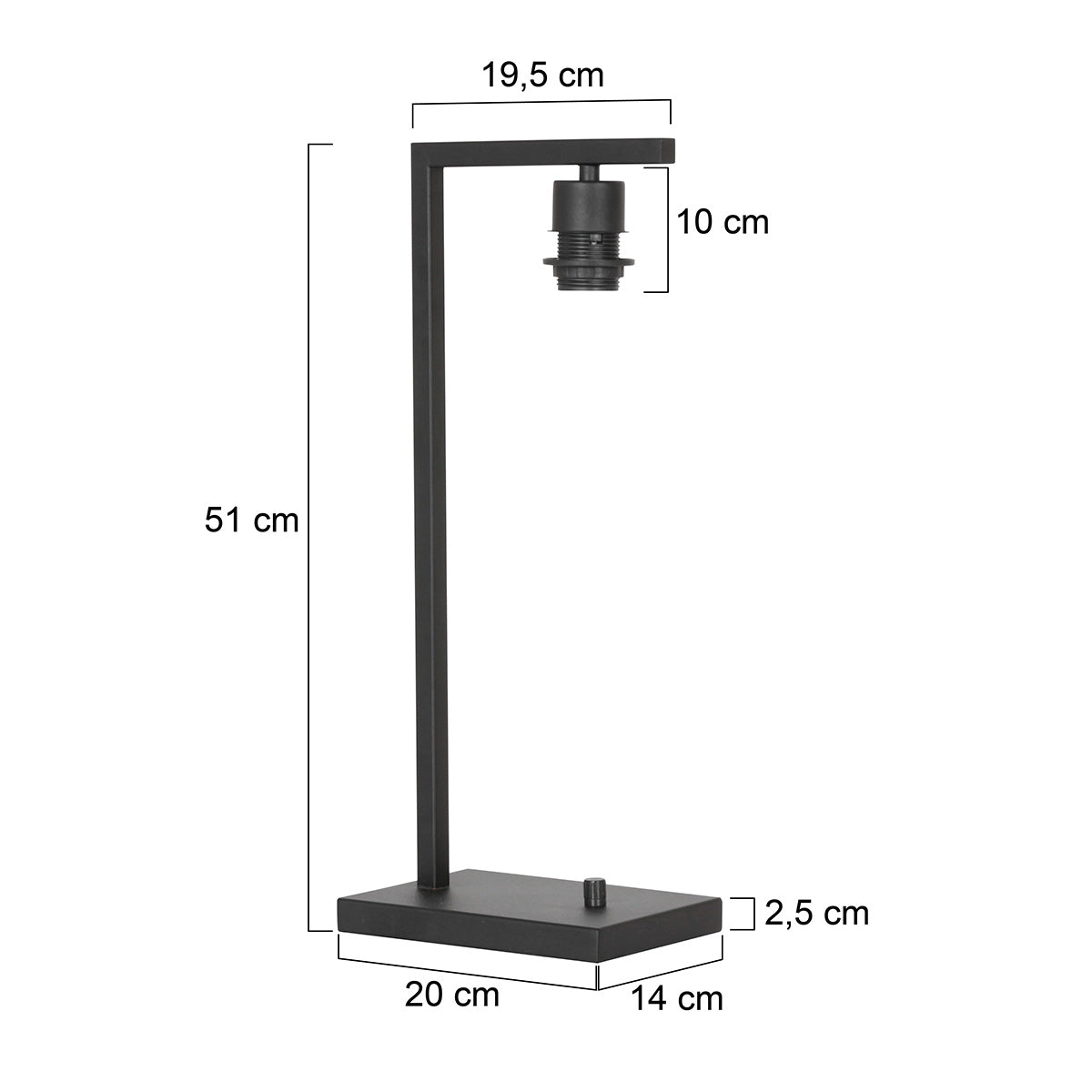 Tafellamp Stang 3332ZW – zwarte metalen lamp zonder kap