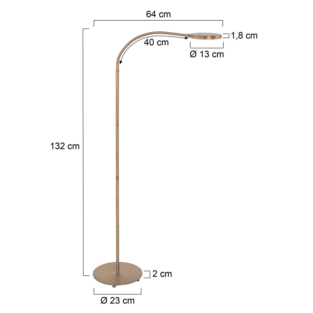Vloerlamp Platu 3351BR – bronzen leeslamp met instelbaar licht