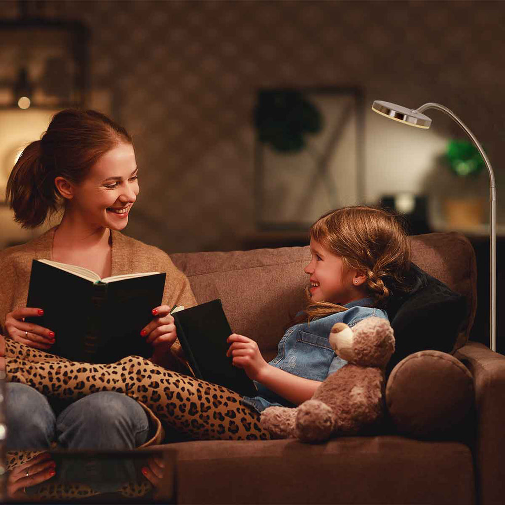 Vloerlamp Platu 3351ST – stalen leeslamp met instelbaar licht
