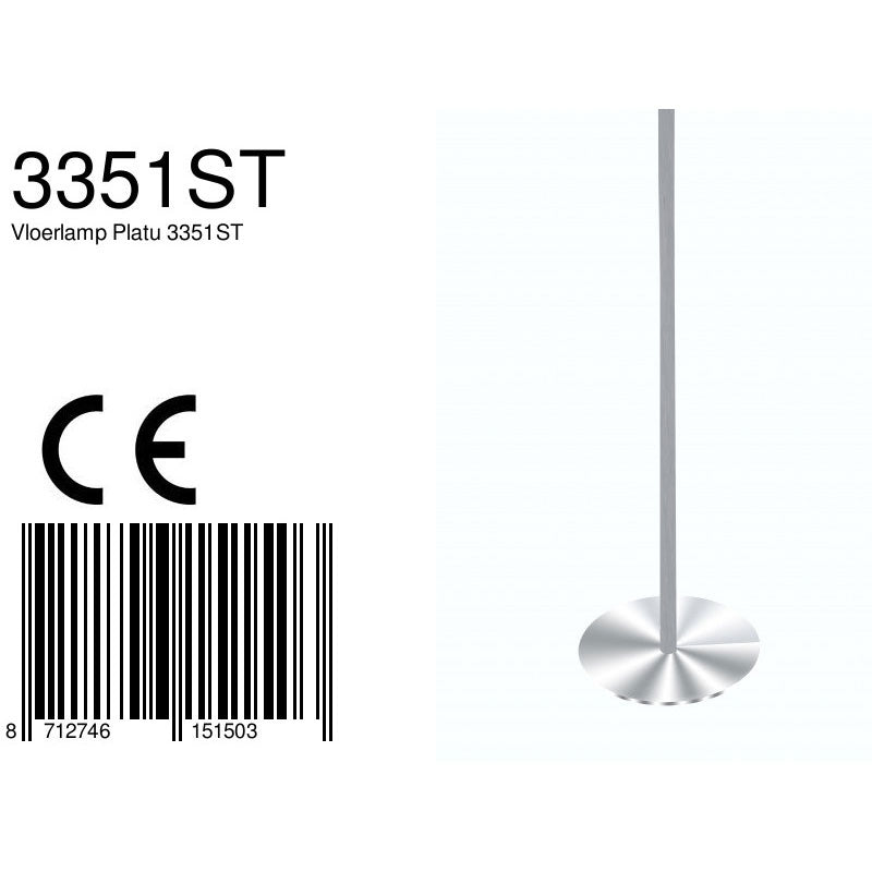 Vloerlamp Platu 3351ST – stalen leeslamp met instelbaar licht