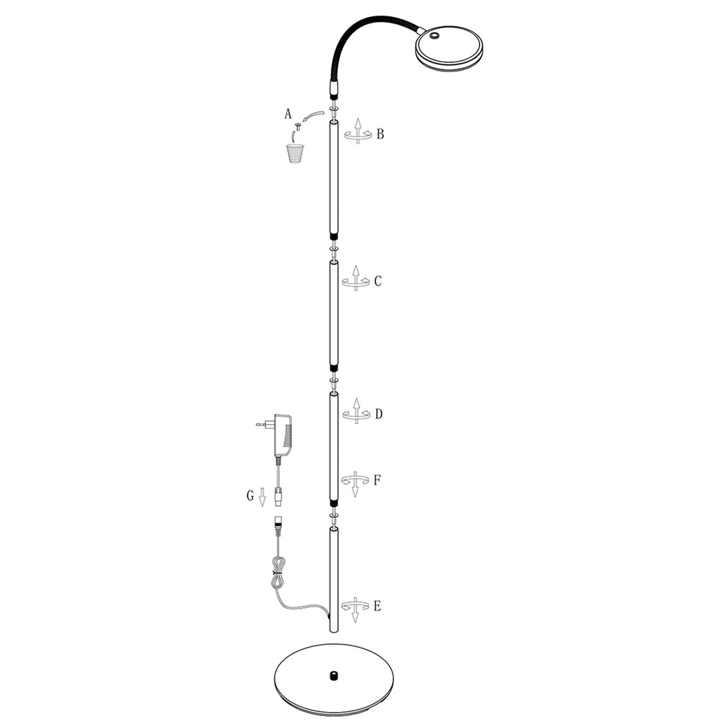 Vloerlamp Platu 3351ST – stalen leeslamp met instelbaar licht