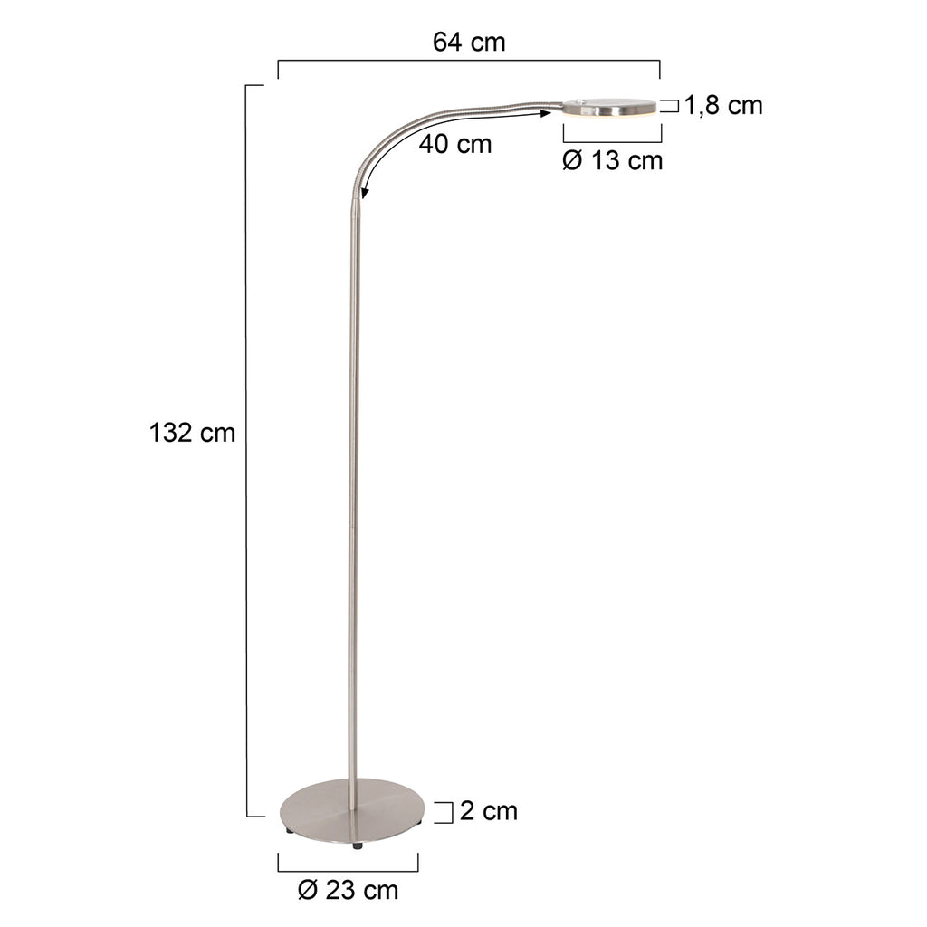 Vloerlamp Platu 3351ST – stalen leeslamp met instelbaar licht