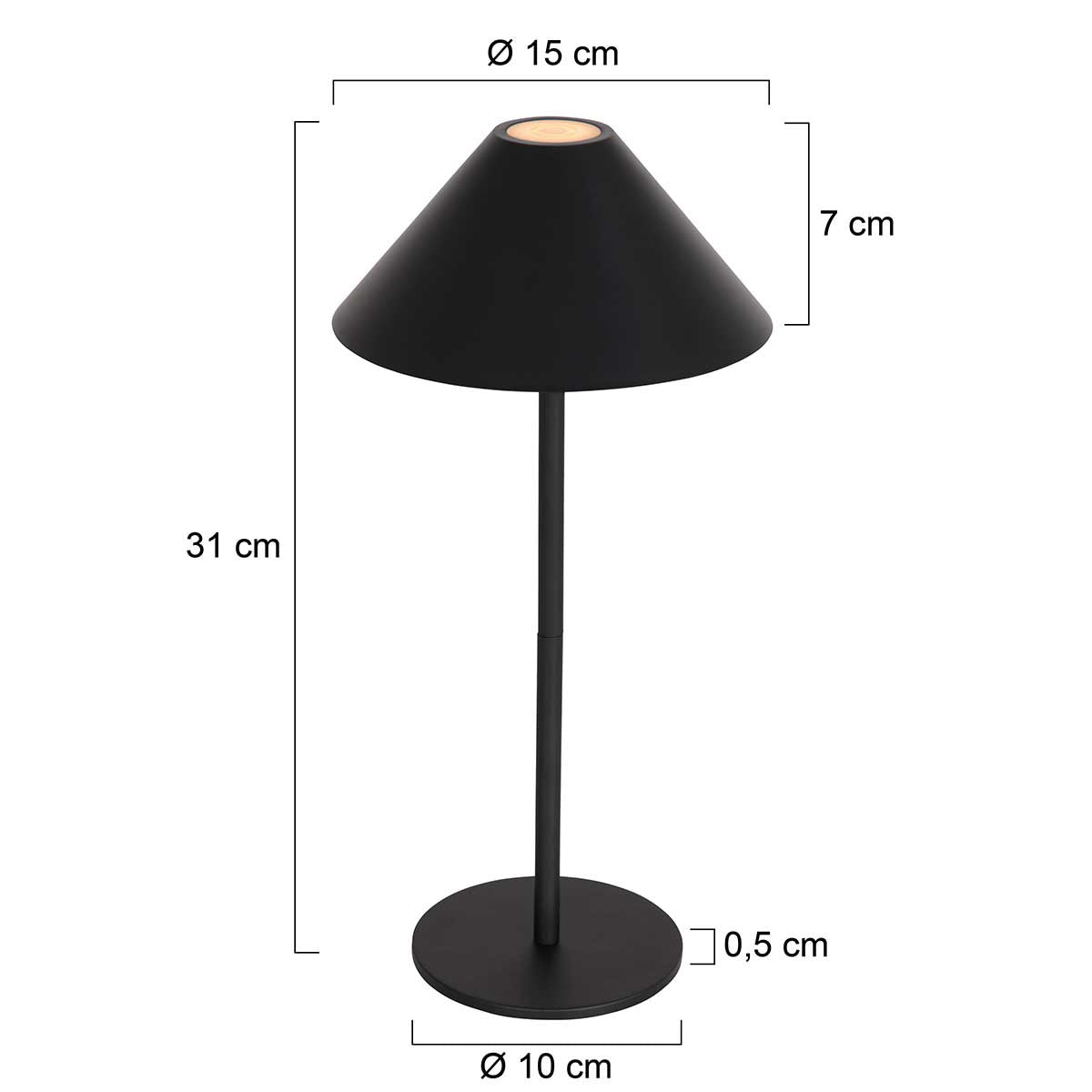 Tafellamp Ancilla 3353ZW Zwart oplaadbaar en dimbaar