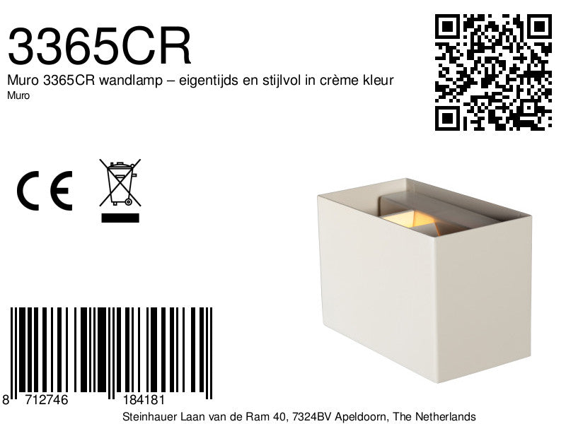 Muro 3365CR wandlamp – eigentijds en stijlvol in crème kleur